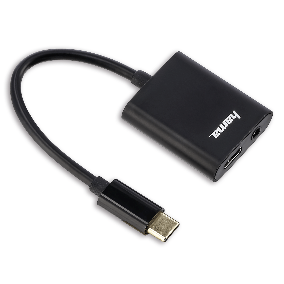 2in1-USB-C-audio- en oplaadadapter adapter voor 35-mm-audio-jack zwart
