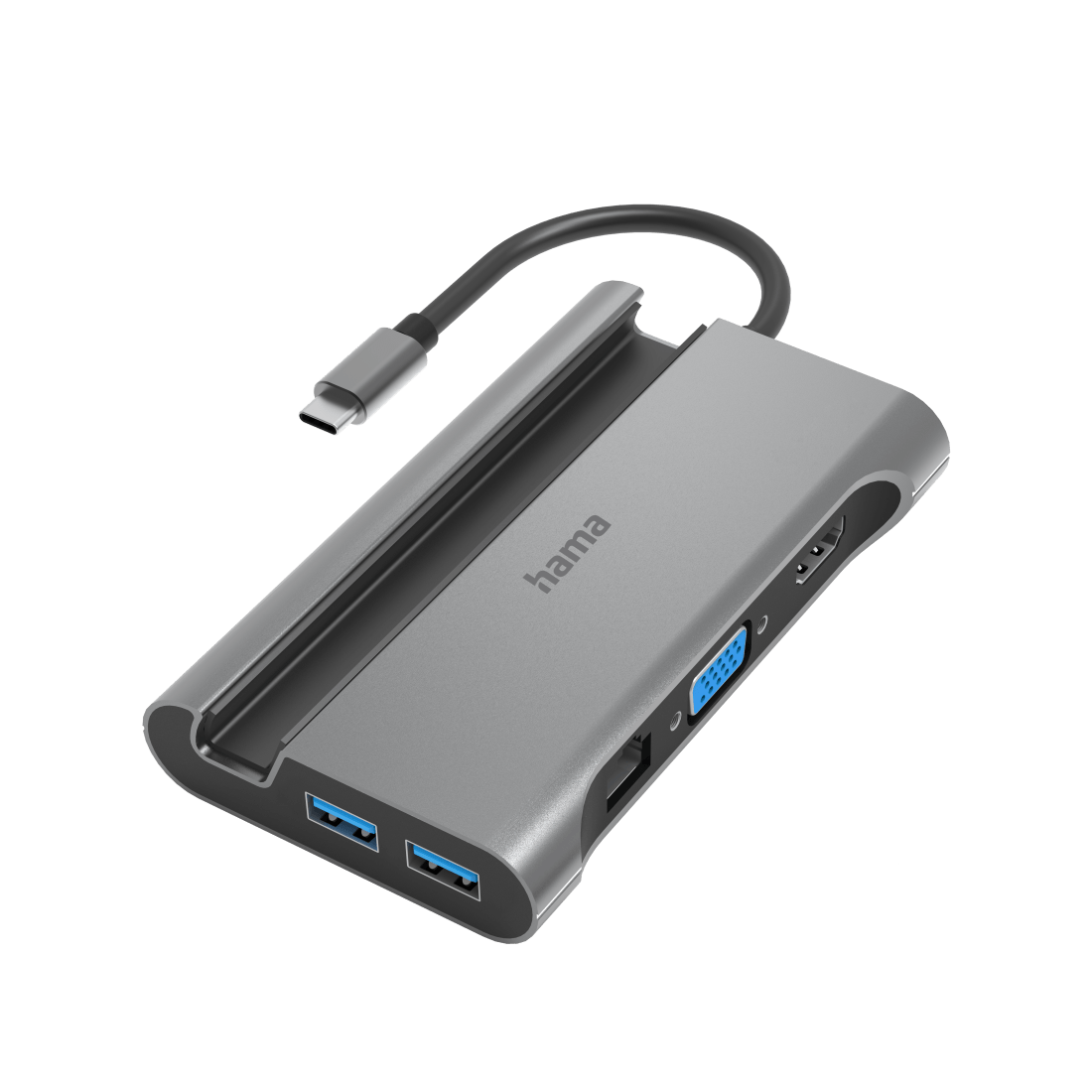 USB-C-multiport-adapter 7-poorts 3x USB-A USB-C VGA HDMIO LAN/etherne