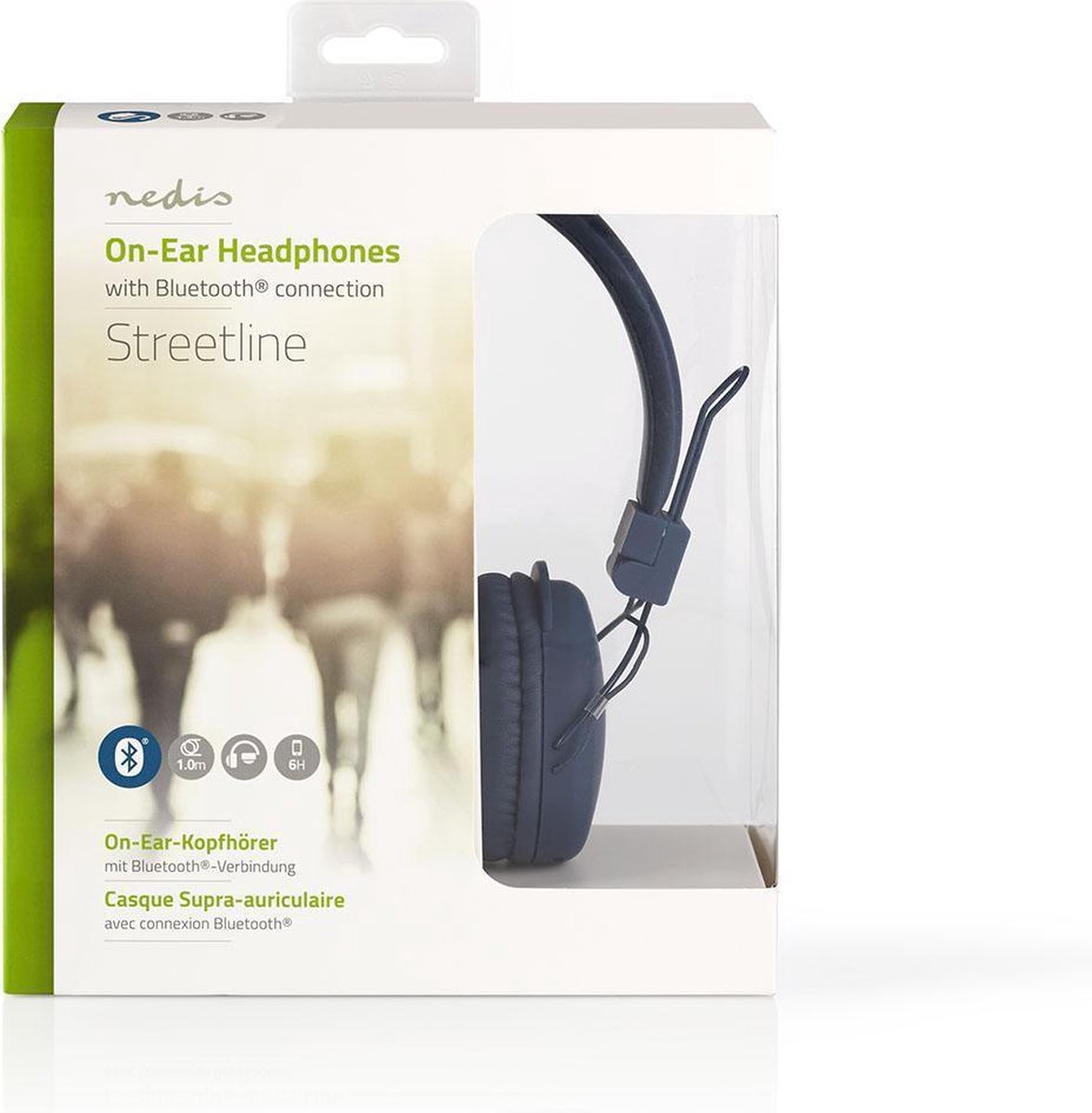 Stereo on-ear Bluetooth hoofdtelefoon met microfoon / Blauw