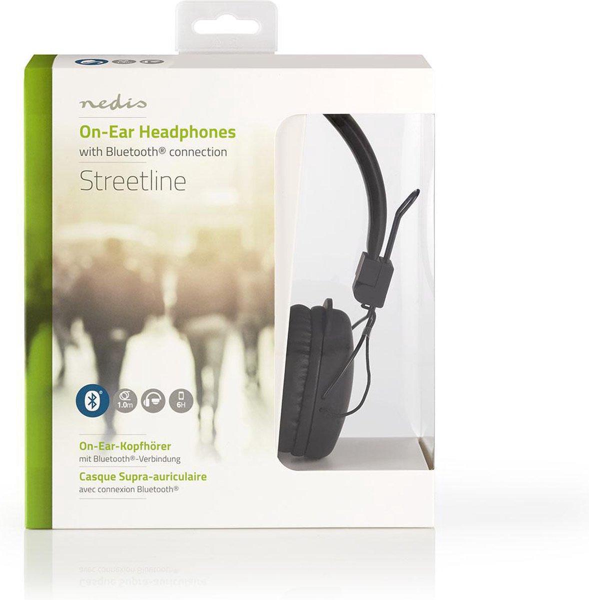 Stereo on-ear Bluetooth hoofdtelefoon met microfoon / zwart