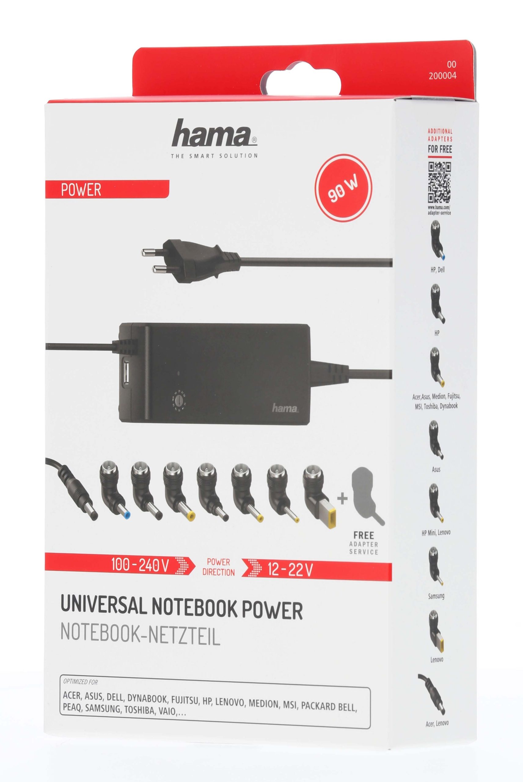 Hama Universele notebook-netadapter, 12-22V/90W
