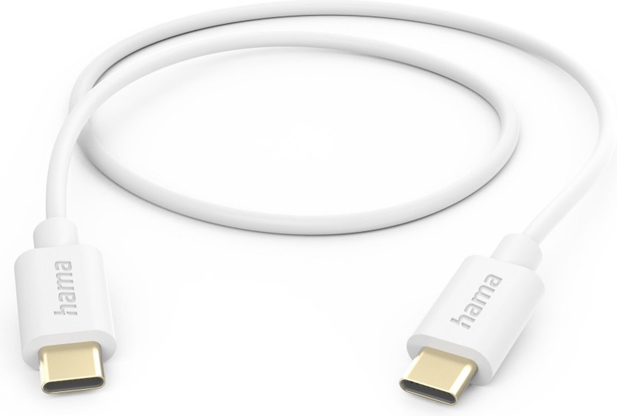 HAMA Oplaadkabel, USB-C – USB-C, 1 m, wit