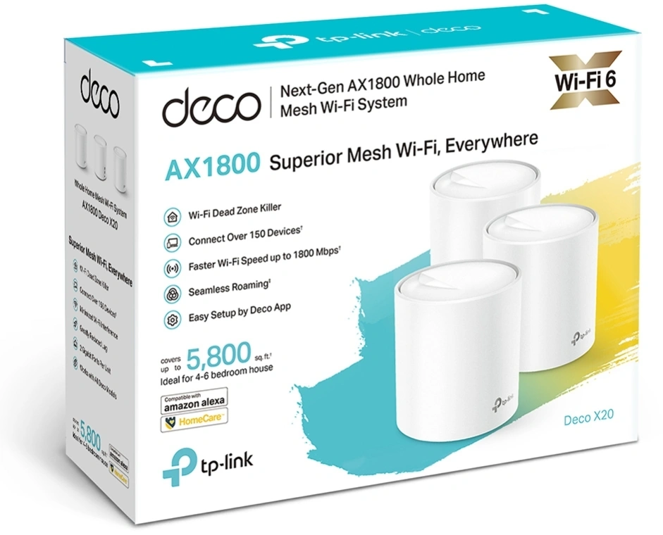 TP-Link Deco X20 (3-pack) Dual-band (2.4 GHz / 5 GHz) Wi-Fi 5 (802.11ac) Wit